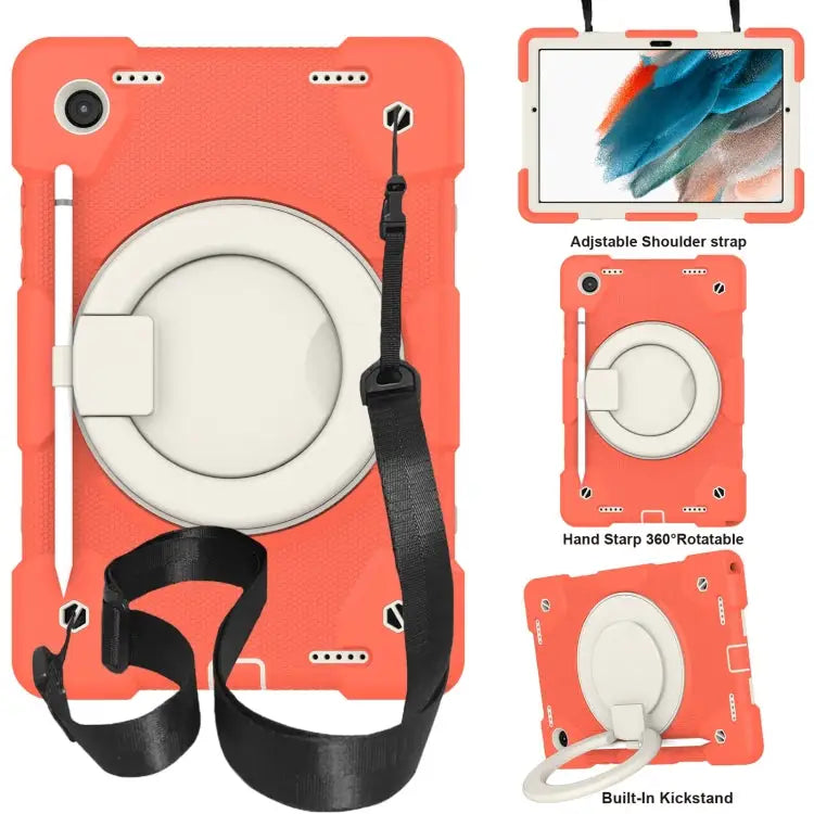 Silicone + PC Full Body Protection Tablet Case With Holder & Strap For Samsung Galaxy Tab A8 10.5 2021 For iPad 10.2