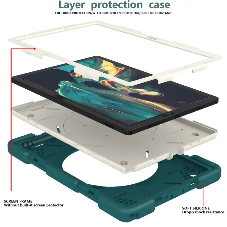 Silicone + PC Full Body Protection Tablet Case With Holder & Strap For Samsung Galaxy Tab A8 10.5 2021 For iPad 10.2