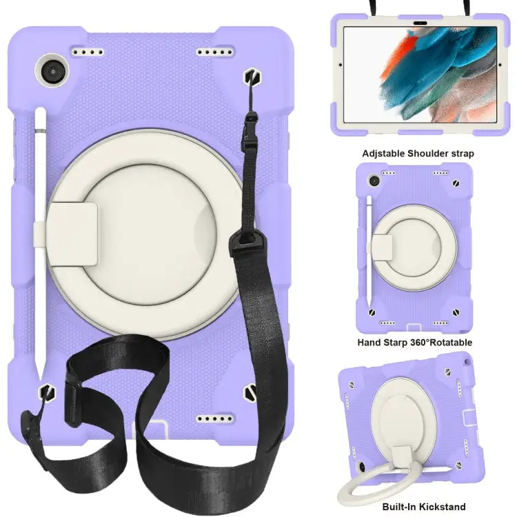 Silicone + PC Full Body Protection Tablet Case With Holder & Strap For Samsung Galaxy Tab A8 10.5 2021 For iPad 10.2