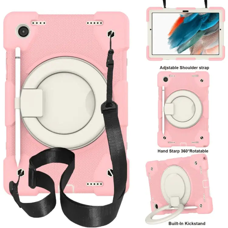 Silicone + PC Full Body Protection Tablet Case With Holder & Strap For Samsung Galaxy Tab A8 10.5 2021 For iPad 10.2