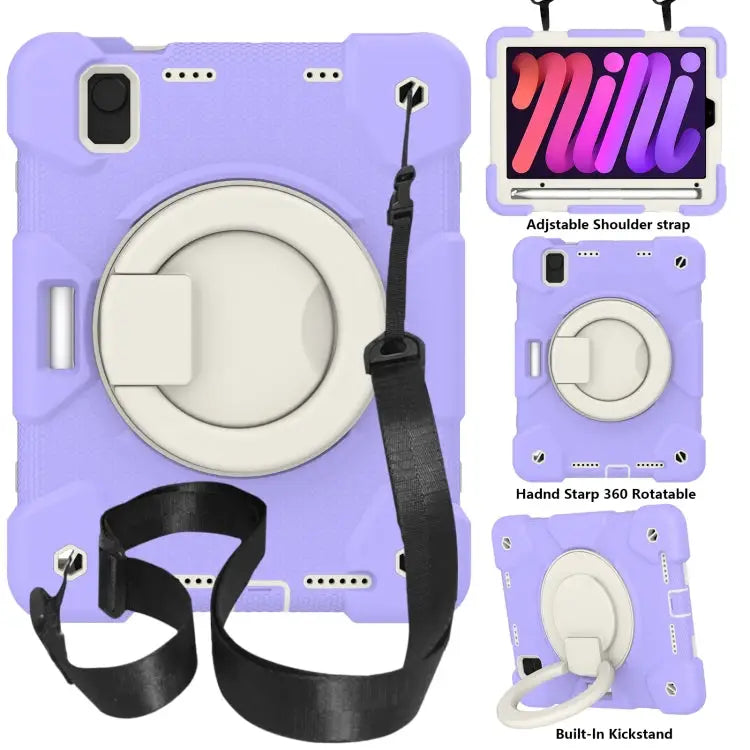 Silicone + PC Full Body Protection Tablet Case With Holder & Strap For iPad mini 2021 For iPad mini 4 2015/mini 2019