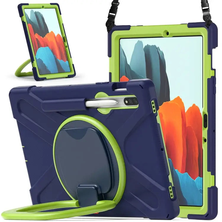 Silicone + PC Protective Case with Holder & Shoulder Strap For Samsung Galaxy Tab S8 / Galaxy Tab S7 T870 / T875