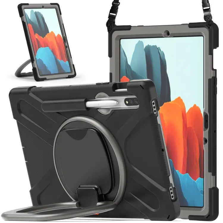 Silicone + PC Protective Case with Holder & Shoulder Strap For Samsung Galaxy Tab S8 / Galaxy Tab S7 T870 / T875