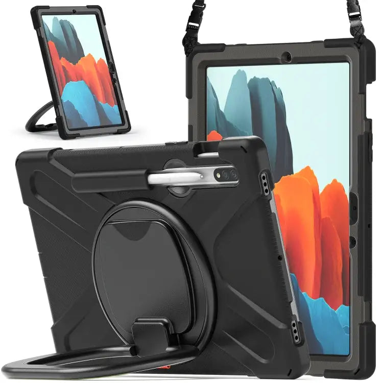 Silicone + PC Protective Case with Holder & Shoulder Strap For Samsung Galaxy Tab S8 / Galaxy Tab S7 T870 / T875