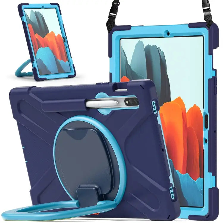 Silicone + PC Protective Case with Holder & Shoulder Strap For Samsung Galaxy Tab S8 / Galaxy Tab S7 T870 / T875