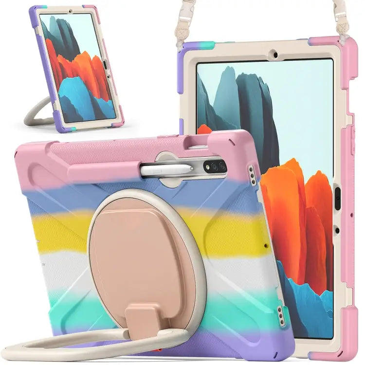 Silicone + PC Protective Case with Holder & Shoulder Strap For Samsung Galaxy Tab S8 / Galaxy Tab S7 T870 / T875
