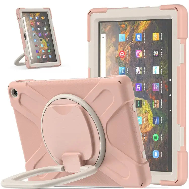 Silicone + PC Protective Case with Holder & Shoulder Strap For iPad Pro 12.9 2022 / 2021 For Amazon Kindle Fire HD 10