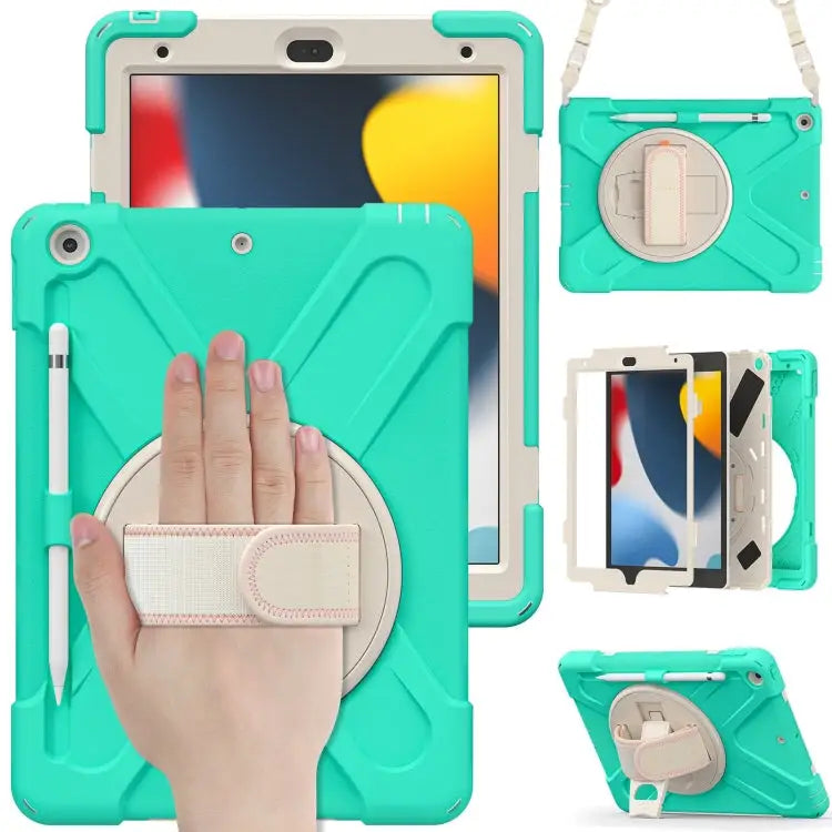 Silicone + PC Protective Case with Holder & Shoulder Strap For iPad 10.2 2021 / 2020 / 2019 - For iPad 10.2 2021 / 2020