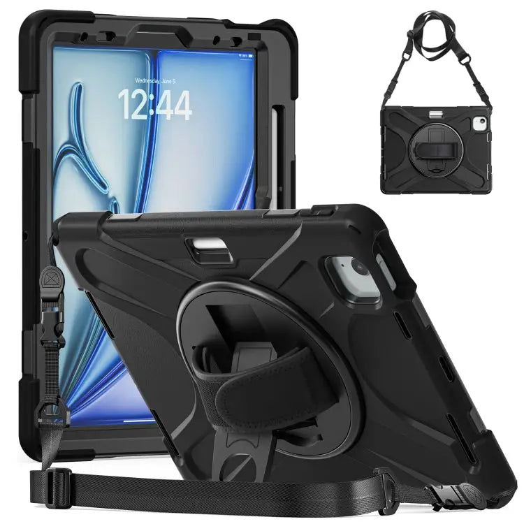 Silicone + PC Protective Case with Holder & Shoulder Strap For iPad Air 11 2024 / Air 5 10.9 2022 / Air 4 10.9 2020