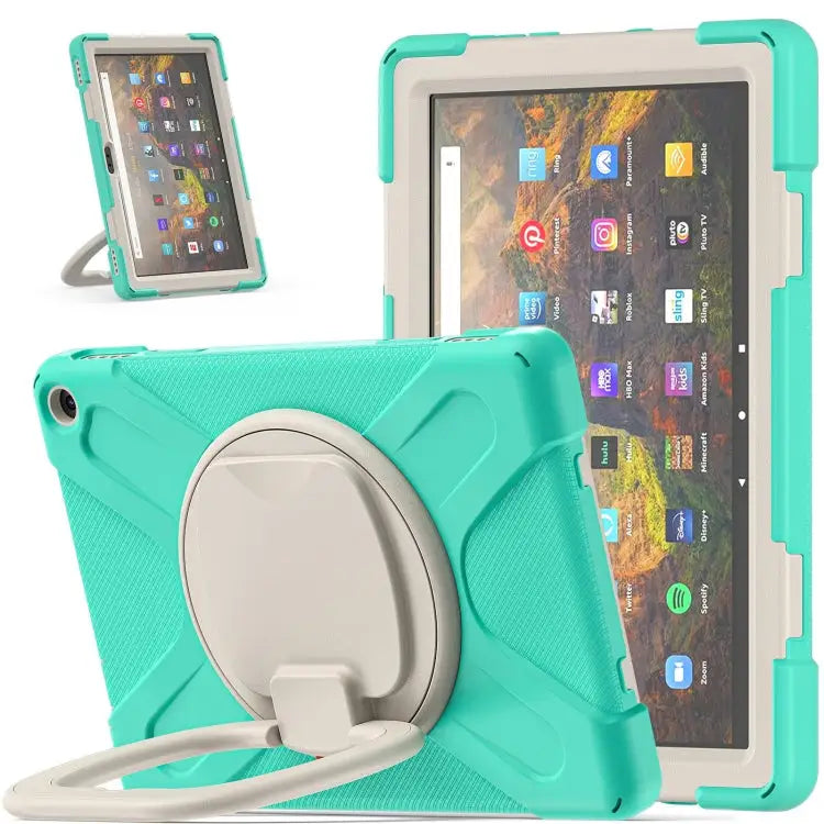 Silicone + PC Protective Case with Holder & Shoulder Strap For iPad Pro 12.9 2022 / 2021 For Amazon Kindle Fire HD 10