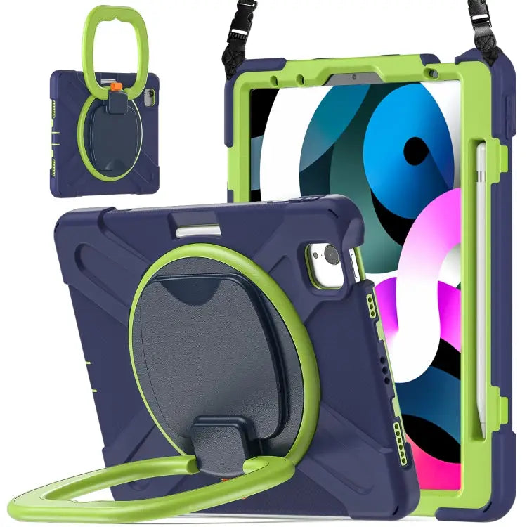 Silicone + PC Protective Case with Holder & Shoulder Strap For iPad Air 2022 / 2020 10.9 For Samsung Tab A 10.1 (2019)