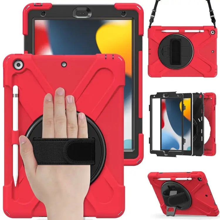 Silicone + PC Protective Case with Holder & Shoulder Strap For iPad 10.2 2021 / 2020 / 2019 - For iPad 10.2 2021 / 2020