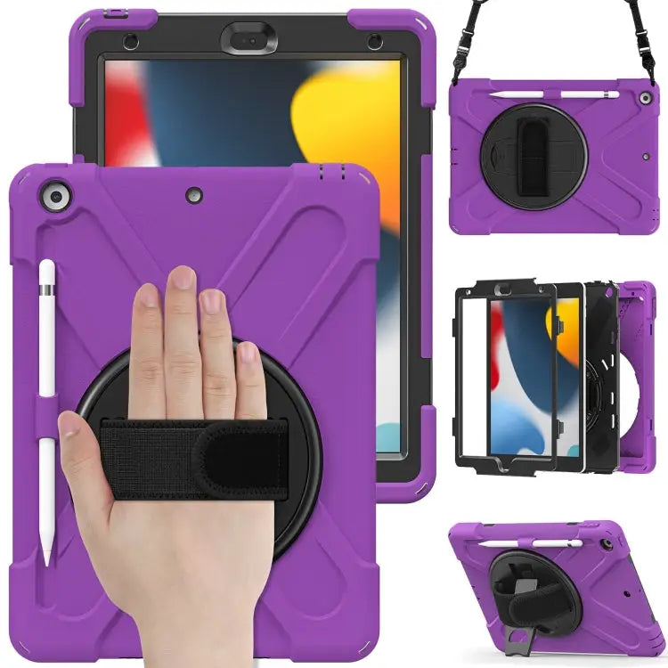 Silicone + PC Protective Case with Holder & Shoulder Strap For iPad 10.2 2021 / 2020 / 2019 - For iPad 10.2 2021 / 2020