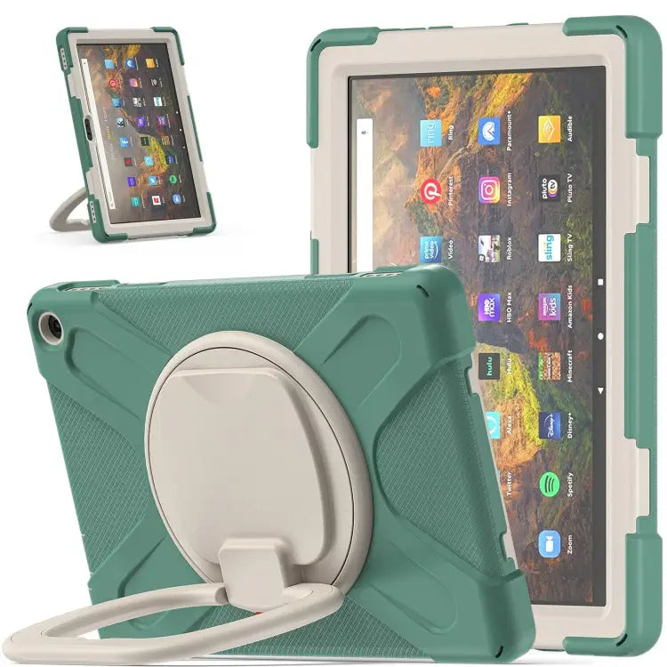 Silicone + PC Protective Case with Holder & Shoulder Strap For iPad Pro 12.9 2022 / 2021 For Amazon Kindle Fire HD 10