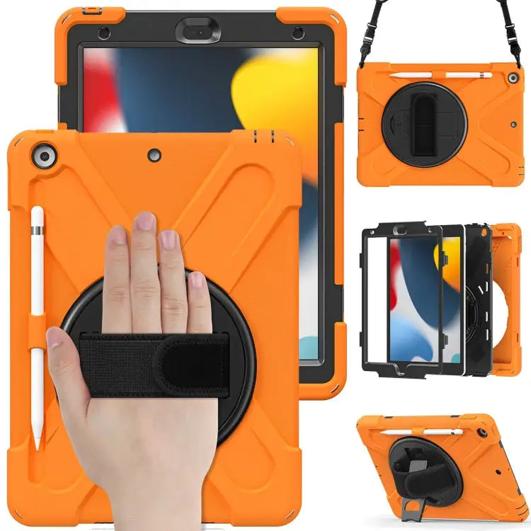 Silicone + PC Protective Case with Holder & Shoulder Strap For iPad 10.2 2021 / 2020 / 2019 - For iPad 10.2 2021 / 2020