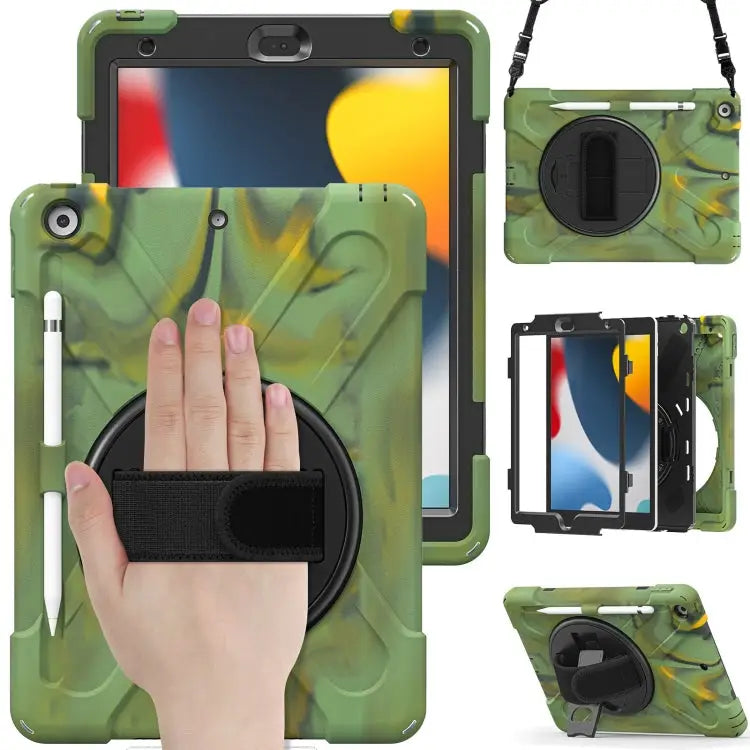 Silicone + PC Protective Case with Holder & Shoulder Strap For iPad 10.2 2021 / 2020 / 2019 - For iPad 10.2 2021 / 2020