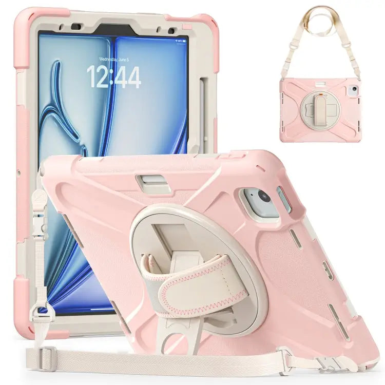 Silicone + PC Protective Case with Holder & Shoulder Strap For iPad Air 11 2024 / Air 5 10.9 2022 / Air 4 10.9 2020
