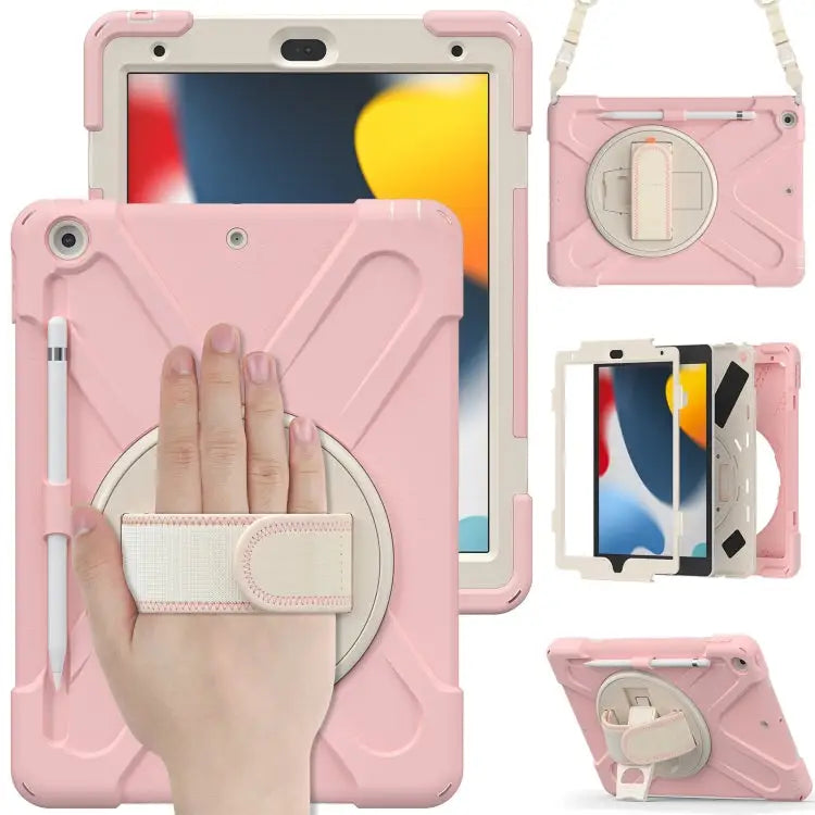 Silicone + PC Protective Case with Holder & Shoulder Strap For iPad 10.2 2021 / 2020 / 2019 - For iPad 10.2 2021 / 2020