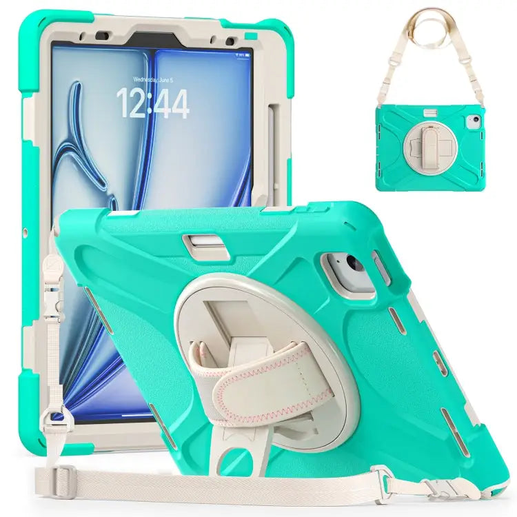 Silicone + PC Protective Case with Holder & Shoulder Strap For iPad Air 11 2024 / Air 5 10.9 2022 / Air 4 10.9 2020