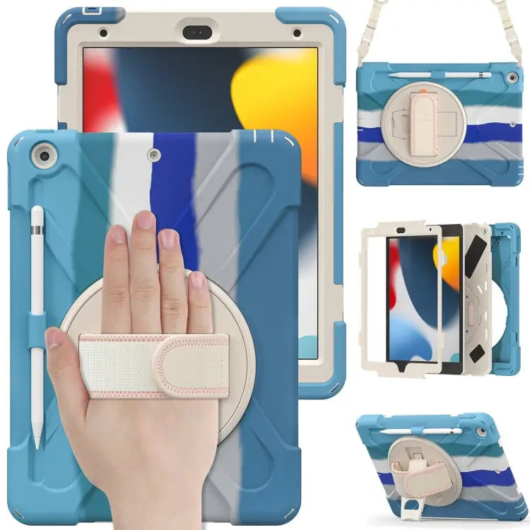 Silicone + PC Protective Case with Holder & Shoulder Strap For iPad 10.2 2021 / 2020 / 2019 - For iPad 10.2 2021 / 2020