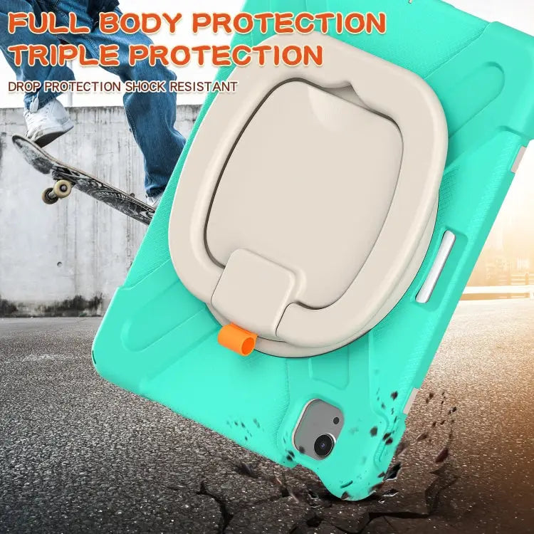 Silicone + PC Protective Case with Holder & Shoulder Strap For iPad Air 2022 / 2020 10.9 For Samsung Tab A 10.1 (2019)