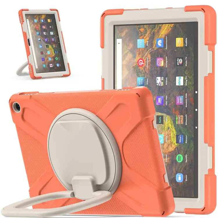 Silicone + PC Protective Case with Holder & Shoulder Strap For iPad Pro 12.9 2022 / 2021 For Amazon Kindle Fire HD 10