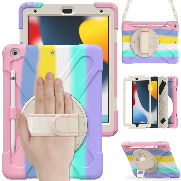 Silicone + PC Protective Case with Holder & Shoulder Strap For iPad 10.2 2021 / 2020 / 2019 - For iPad 10.2 2021 / 2020