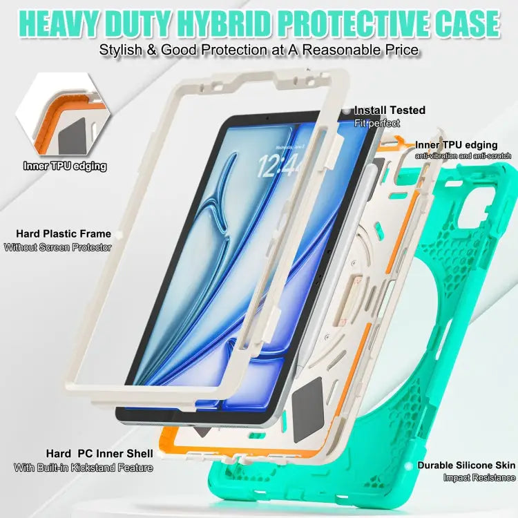 Silicone + PC Protective Case with Holder & Shoulder Strap For iPad Air 11 2024 / Air 5 10.9 2022 / Air 4 10.9 2020