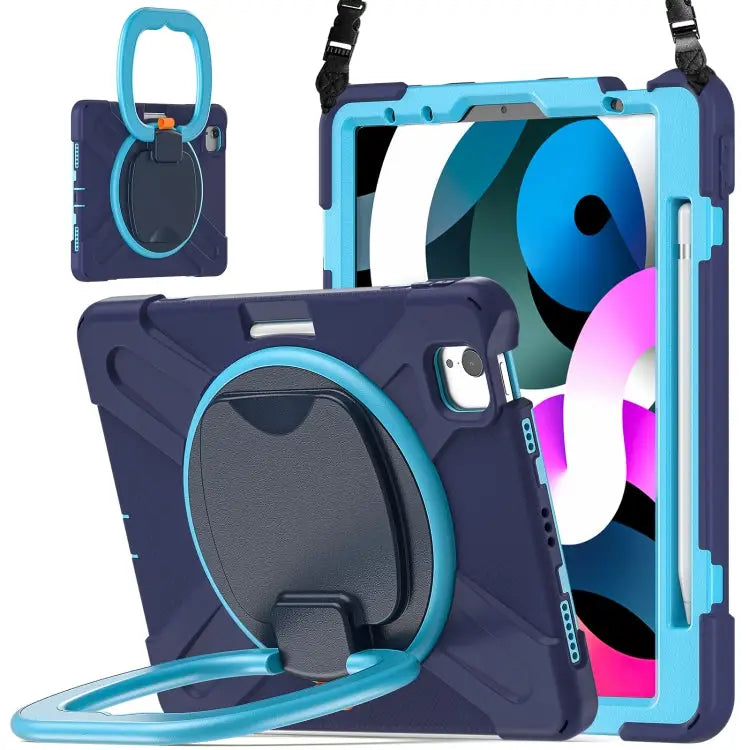 Silicone + PC Protective Case with Holder & Shoulder Strap For iPad Air 2022 / 2020 10.9 For Samsung Tab A 10.1 (2019)