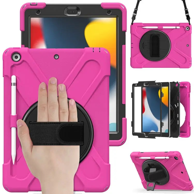 Silicone + PC Protective Case with Holder & Shoulder Strap For iPad 10.2 2021 / 2020 / 2019 - For iPad 10.2 2021 / 2020