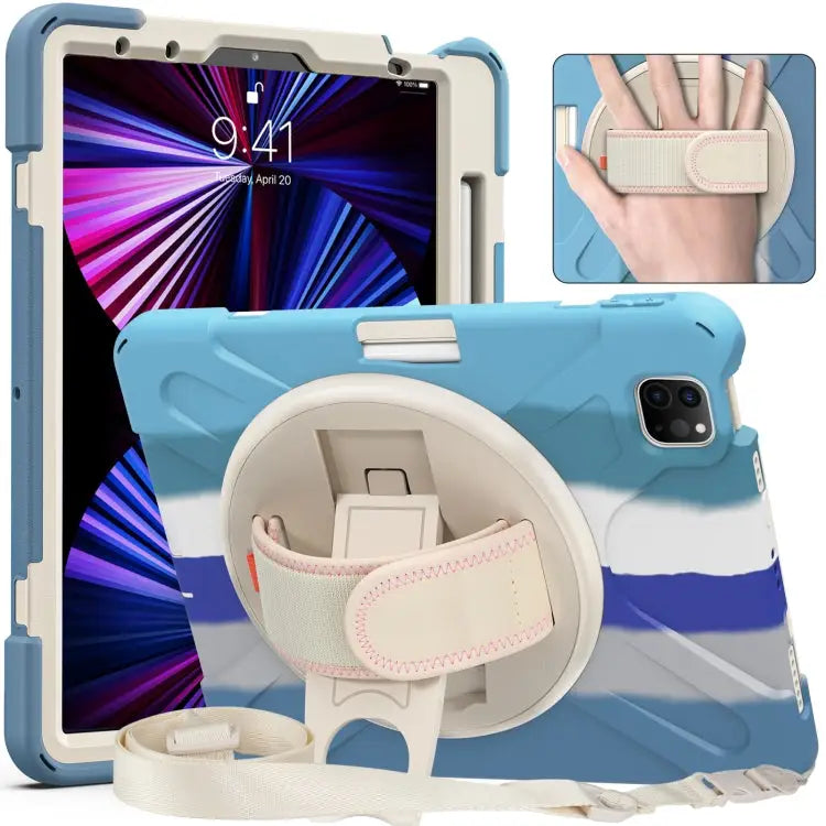 Silicone + PC Protective Case with Holder & Shoulder Strap For iPad Air 11 2024 / Air 5 10.9 2022 / Air 4 10.9 2020