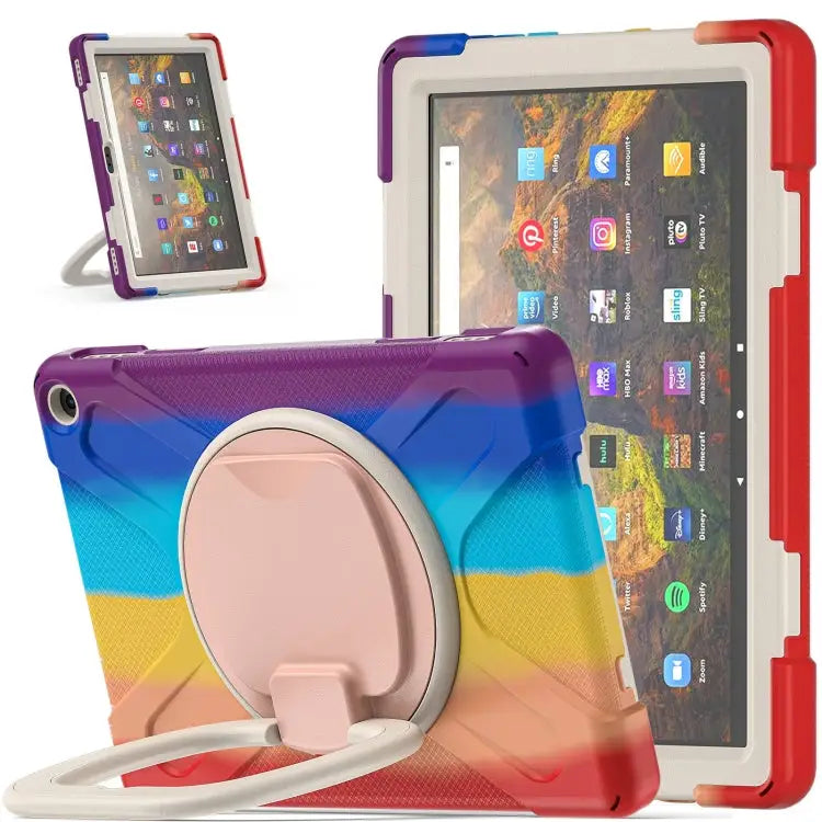 Silicone + PC Protective Case with Holder & Shoulder Strap For iPad Pro 12.9 2022 / 2021 For Amazon Kindle Fire HD 10