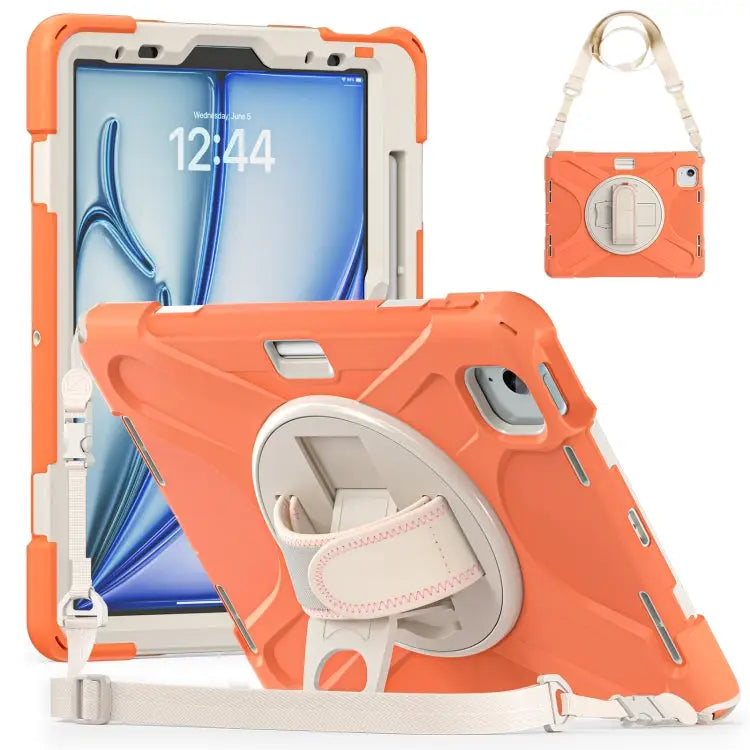 Silicone + PC Protective Case with Holder & Shoulder Strap For iPad Air 11 2024 / Air 5 10.9 2022 / Air 4 10.9 2020