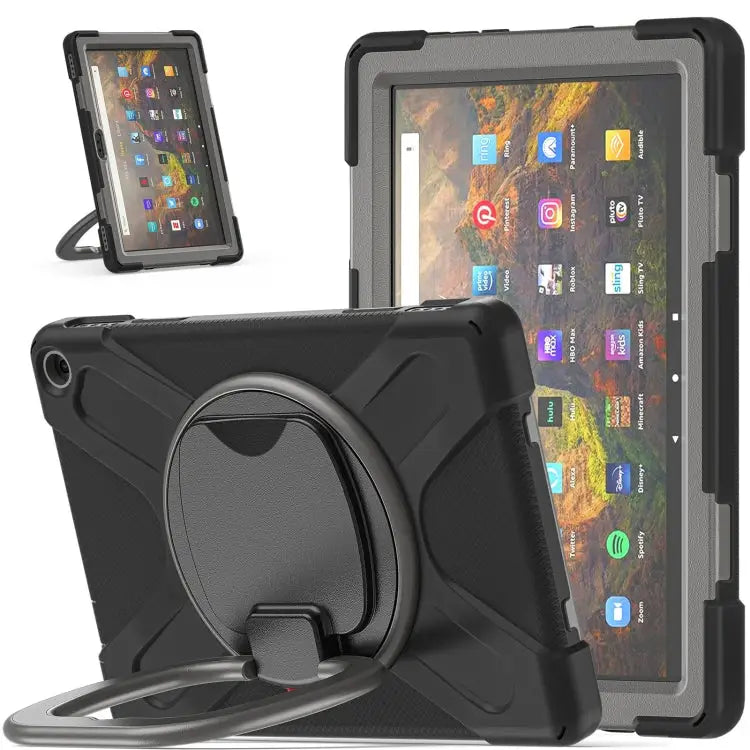 Silicone + PC Protective Case with Holder & Shoulder Strap For iPad Pro 12.9 2022 / 2021 For Amazon Kindle Fire HD 10