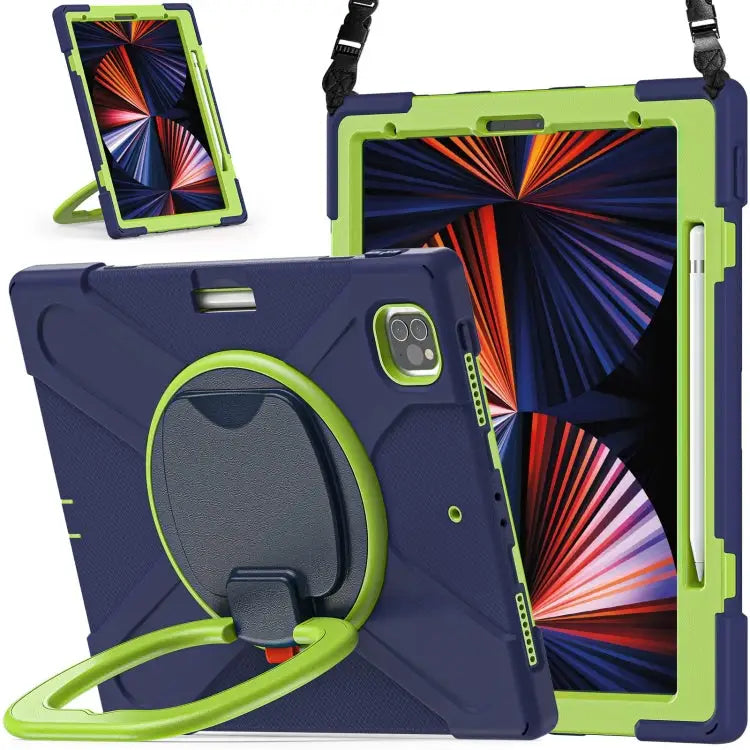 Silicone + PC Protective Case with Holder & Shoulder Strap For iPad Pro 12.9 2022 / 2021 For Amazon Kindle Fire HD 10