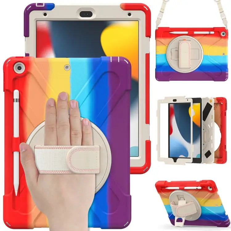 Silicone + PC Protective Case with Holder & Shoulder Strap For iPad 10.2 2021 / 2020 / 2019 - For iPad 10.2 2021 / 2020