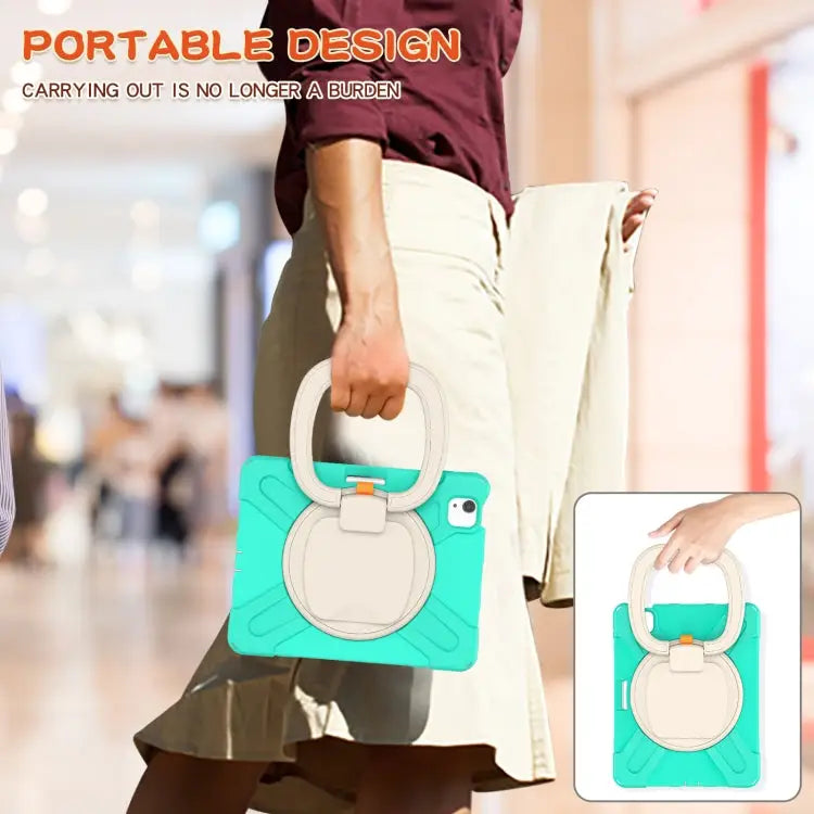 Silicone + PC Protective Case with Holder & Shoulder Strap For iPad Air 2022 / 2020 10.9 For Samsung Tab A 10.1 (2019)