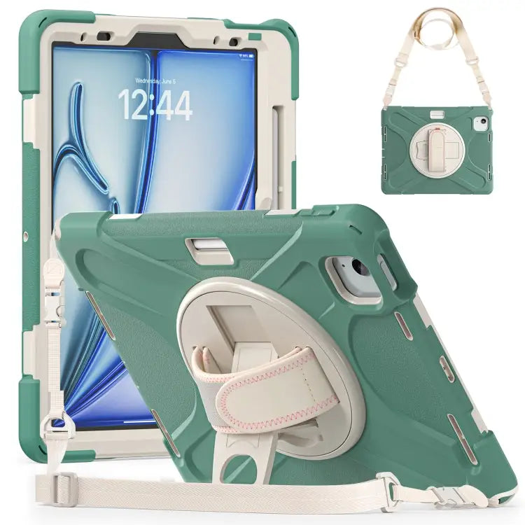 Silicone + PC Protective Case with Holder & Shoulder Strap For iPad Air 11 2024 / Air 5 10.9 2022 / Air 4 10.9 2020