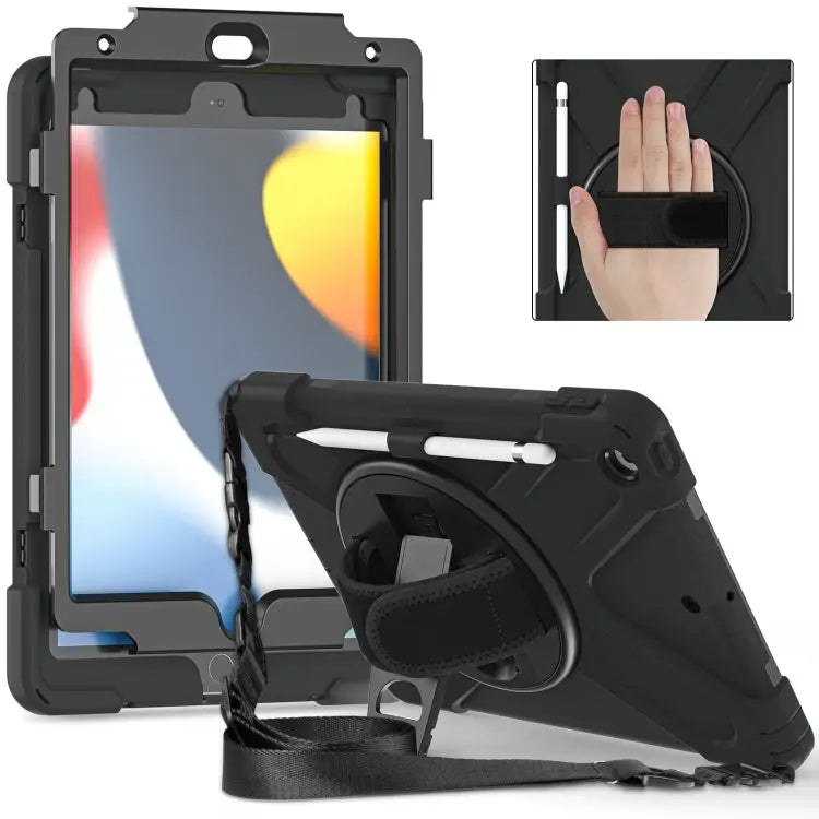 Silicone + PC Protective Case with Holder & Shoulder Strap For iPad 10.2 2021 / 2020 / 2019 - Apple Accessories