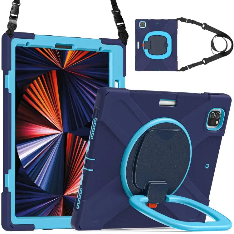 Silicone + PC Protective Case with Holder & Shoulder Strap For iPad Pro 12.9 2022 / 2021 For Amazon Kindle Fire HD 10