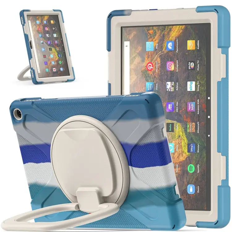 Silicone + PC Protective Case with Holder & Shoulder Strap For iPad Pro 12.9 2022 / 2021 For Amazon Kindle Fire HD 10
