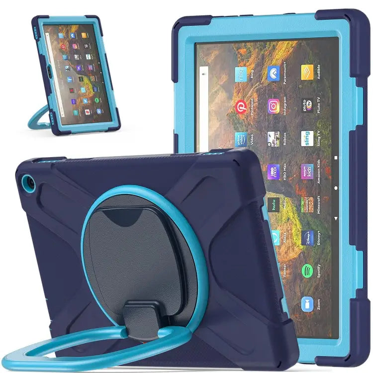 Silicone + PC Protective Case with Holder & Shoulder Strap For iPad Pro 12.9 2022 / 2021 For Amazon Kindle Fire HD 10