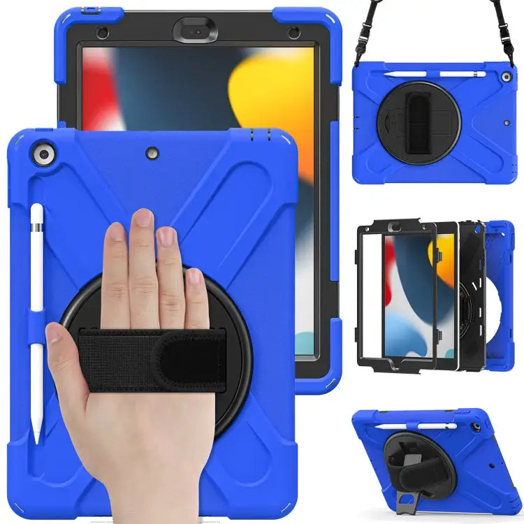 Silicone + PC Protective Case with Holder & Shoulder Strap For iPad 10.2 2021 / 2020 / 2019 - For iPad 10.2 2021 / 2020