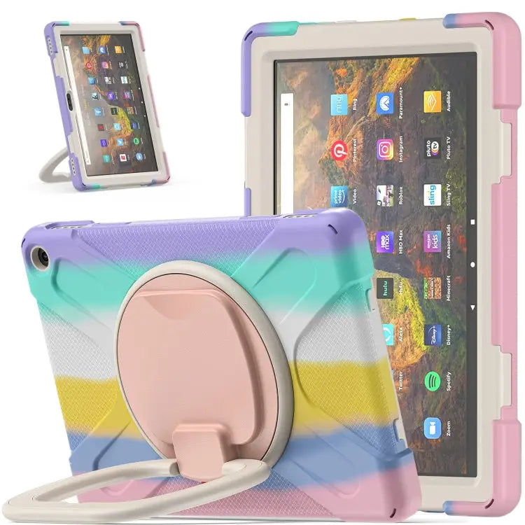 Silicone + PC Protective Case with Holder & Shoulder Strap For iPad Pro 12.9 2022 / 2021 For Amazon Kindle Fire HD 10