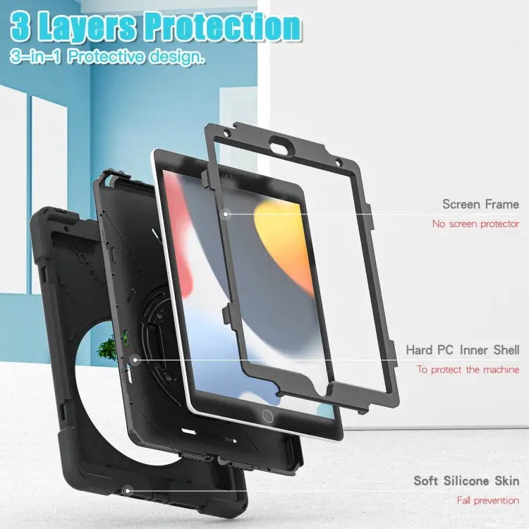 Silicone + PC Protective Case with Holder & Shoulder Strap For iPad 10.2 2021 / 2020 / 2019 - Apple Accessories