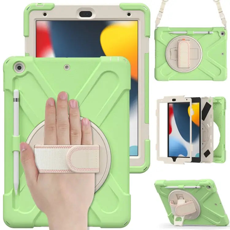 Silicone + PC Protective Case with Holder & Shoulder Strap For iPad 10.2 2021 / 2020 / 2019 - For iPad 10.2 2021 / 2020