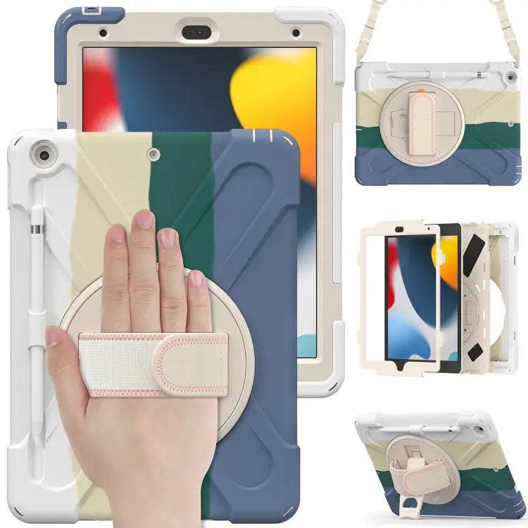 Silicone + PC Protective Case with Holder & Shoulder Strap For iPad 10.2 2021 / 2020 / 2019 - For iPad 10.2 2021 / 2020