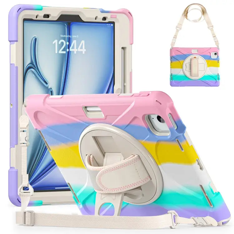 Silicone + PC Protective Case with Holder & Shoulder Strap For iPad Air 11 2024 / Air 5 10.9 2022 / Air 4 10.9 2020