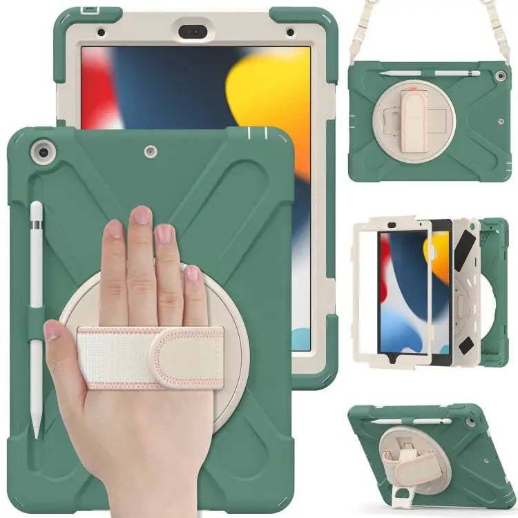 Silicone + PC Protective Case with Holder & Shoulder Strap For iPad 10.2 2021 / 2020 / 2019 - For iPad 10.2 2021 / 2020