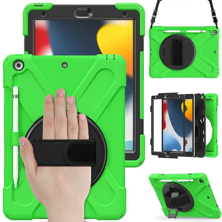 Silicone + PC Protective Case with Holder & Shoulder Strap For iPad 10.2 2021 / 2020 / 2019 - For iPad 10.2 2021 / 2020